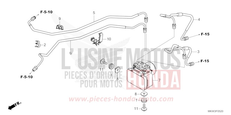 MODULATEUR ABS/TUYAU DE FREIN de NC750X "Méca" MAT BALLISTIC BLACK METALLIC (NHA86) de 2023